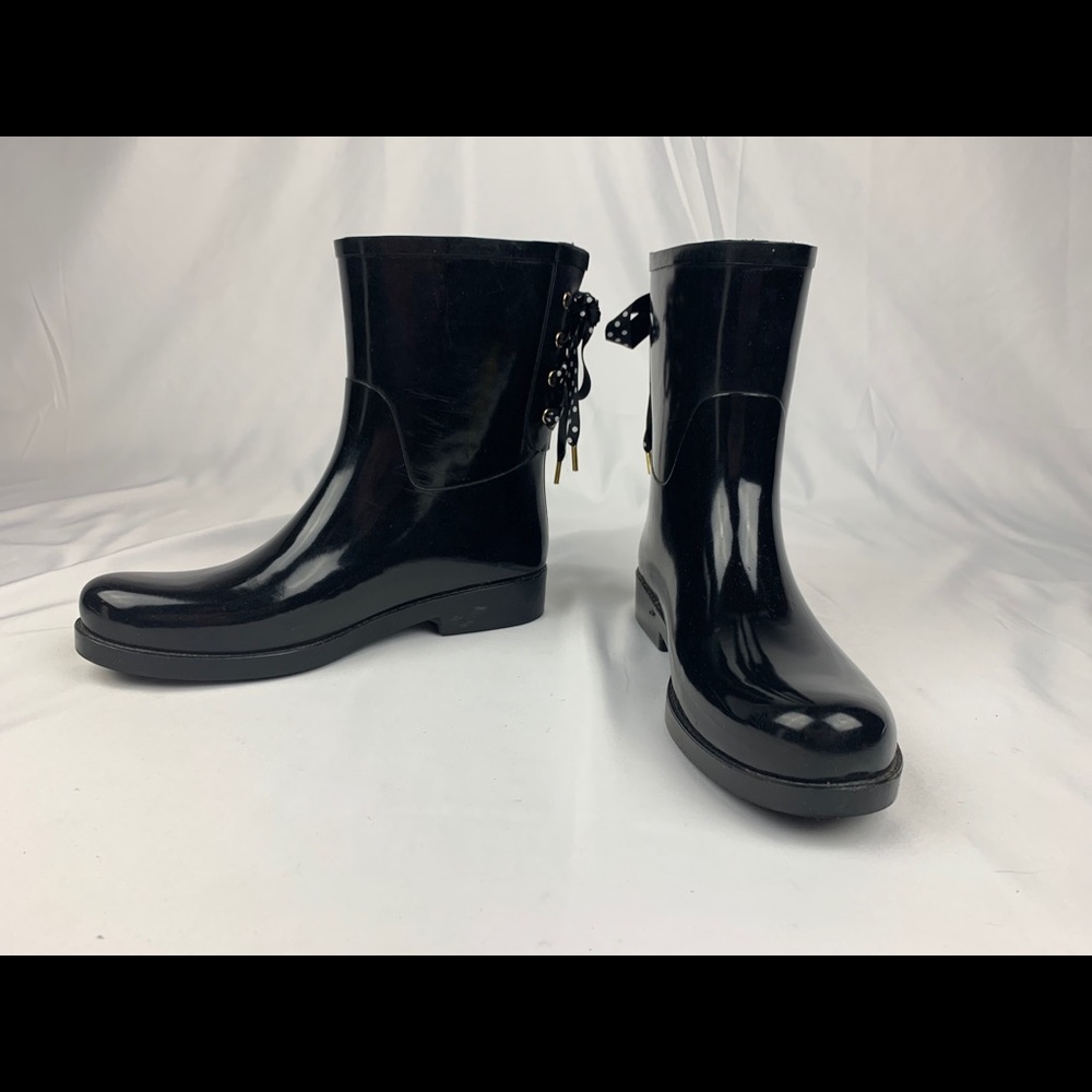 Crown & Ivy Black Rain Boots Mid Calf